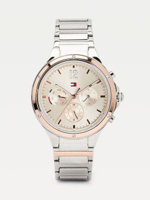 tommy hilfiger silver gold watch