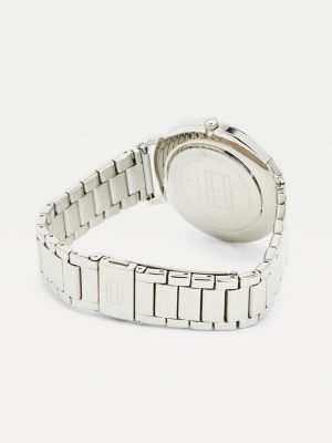 silver edelstahl-uhr mit gliederarmband für damen - tommy hilfiger