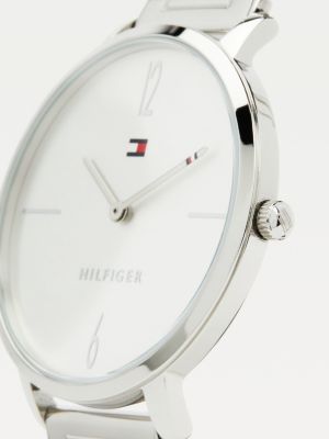 silver edelstahl-uhr mit gliederarmband für damen - tommy hilfiger