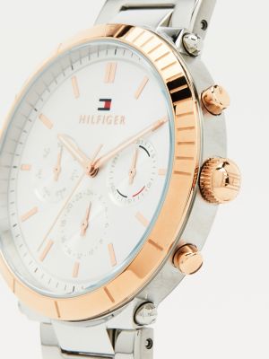 silver two-tone sport watch for women tommy hilfiger