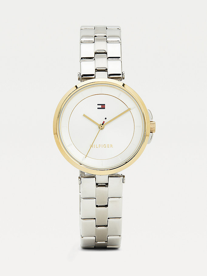 gold two-tone stainless steel watch for women tommy hilfiger
