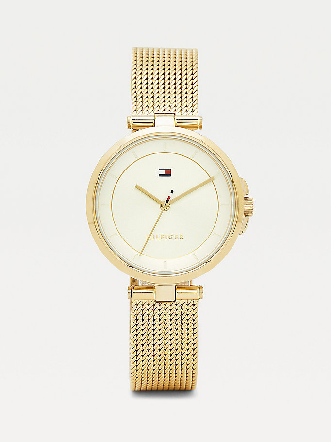 gold gold ionic-plated watch for women tommy hilfiger