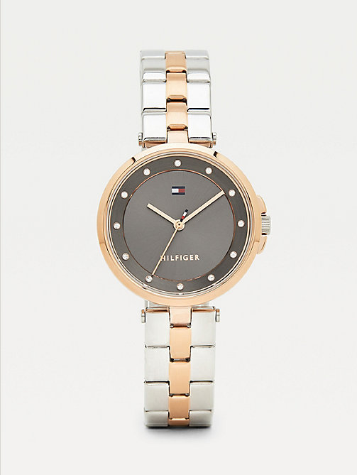 silver rosévergoldete ionenplattierte armbanduhr für damen - tommy hilfiger
