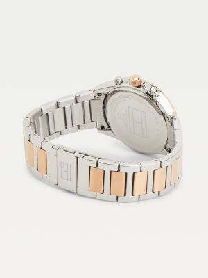 Crystal Embellished Two Tone Watch Silver Tommy Hilfiger