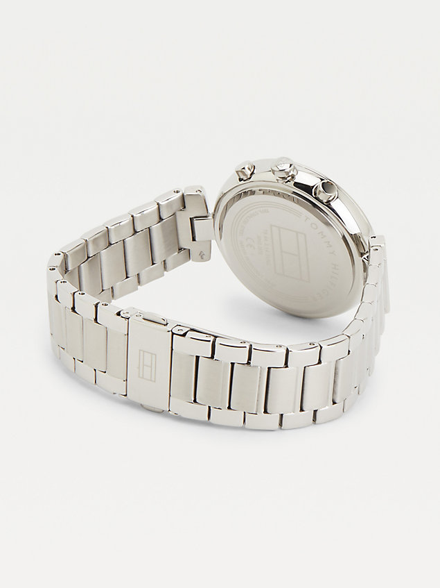 silver stainless steel crystal-embellished watch for women tommy hilfiger
