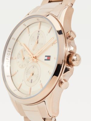 Carnation Gold Plated Multifunction Boyfriend Watch Pink Tommy