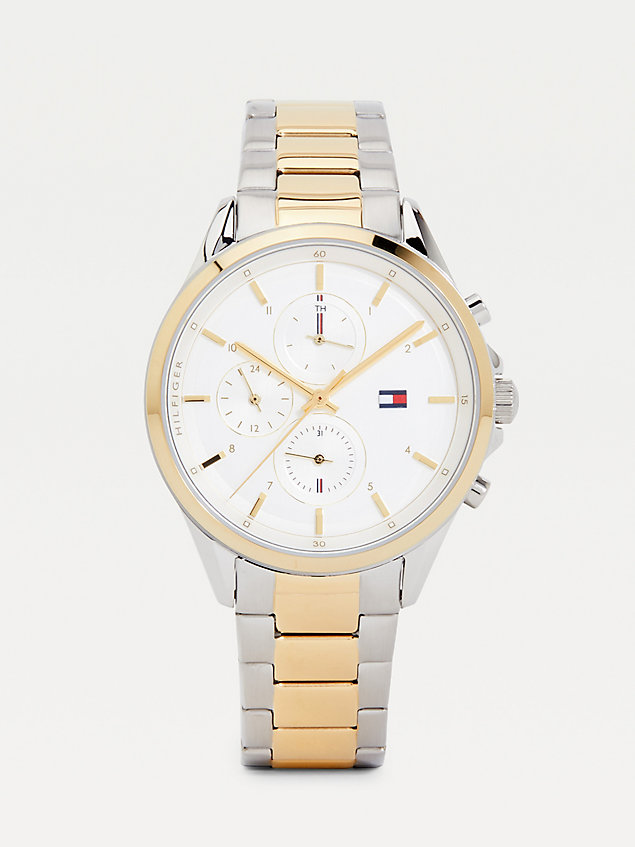 silver two-tone stainless steel watch for women tommy hilfiger