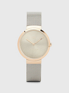 серебристый часы с блестками на циферблате для женщины - tommy hilfiger