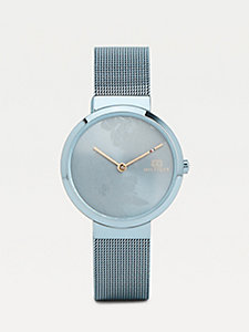 blue blue-tone floral detail watch for women tommy hilfiger