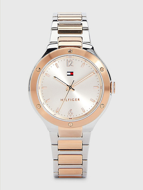 gold two-tone watch for women tommy hilfiger