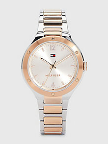 złoty zegarek z bransoletą w dwóch kolorach dla kobiety - tommy hilfiger