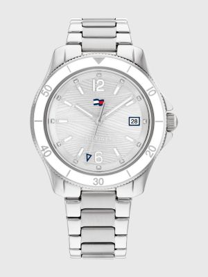 Stainless Steel Silver White Watch, SILVER