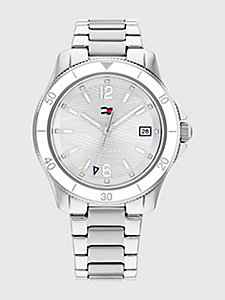 silver stainless steel silver white watch for women tommy hilfiger