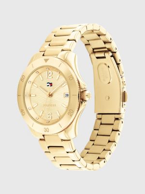 Reloj de acero inoxidable en tono dorado, Oro