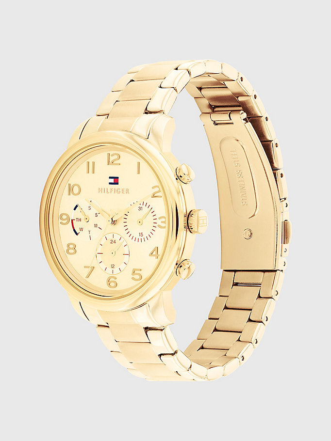 gold gold-plated stainless steel watch for women tommy hilfiger