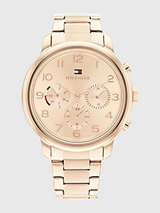 gold carnation gold-tone stainless steel watch for women tommy hilfiger