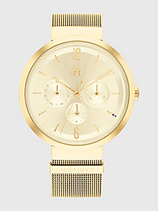 gold champagne dial gold-plated watch for women tommy hilfiger