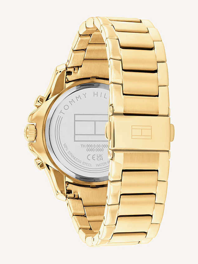 gold gold-plated black dial crystal-embellished watch for women tommy hilfiger