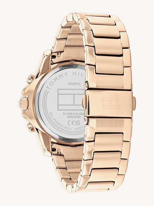 gold carnation gold-plated grey dial crystal-embellished watch for women tommy hilfiger
