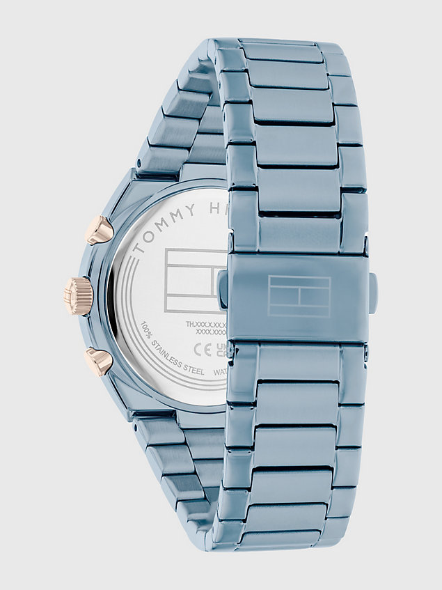reloj con brazalete de acero inoxidable azul blue de mujer tommy hilfiger