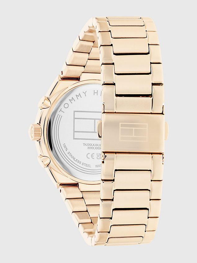 gold carnation gold-tone stainless steel bracelet watch for women tommy hilfiger