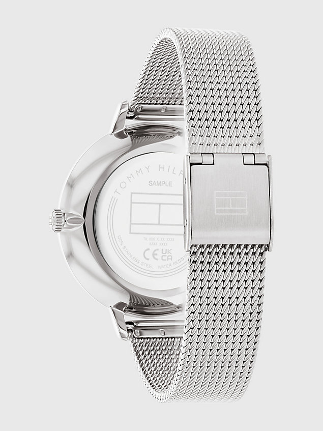 silver stainless steel brushed dial watch for women tommy hilfiger