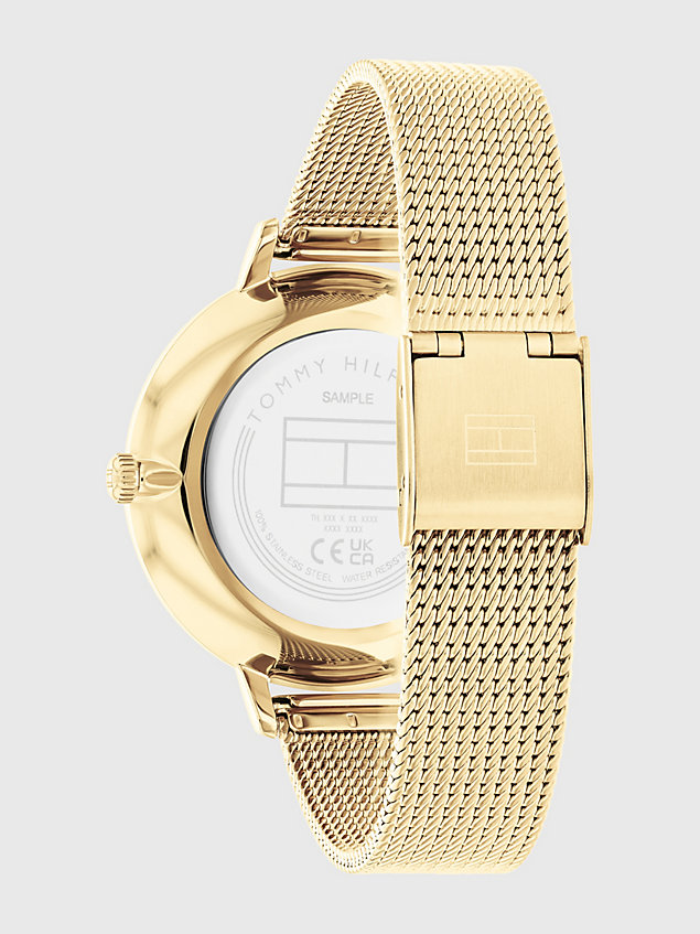 gold gold-plated brushed dial watch for women tommy hilfiger