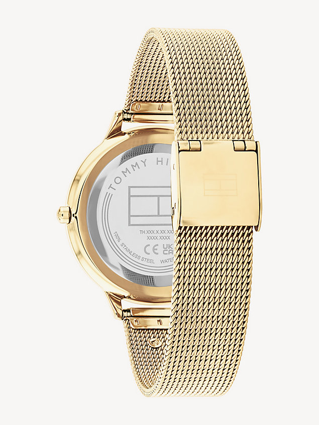 gold gold-plated th monogram watch for women tommy hilfiger