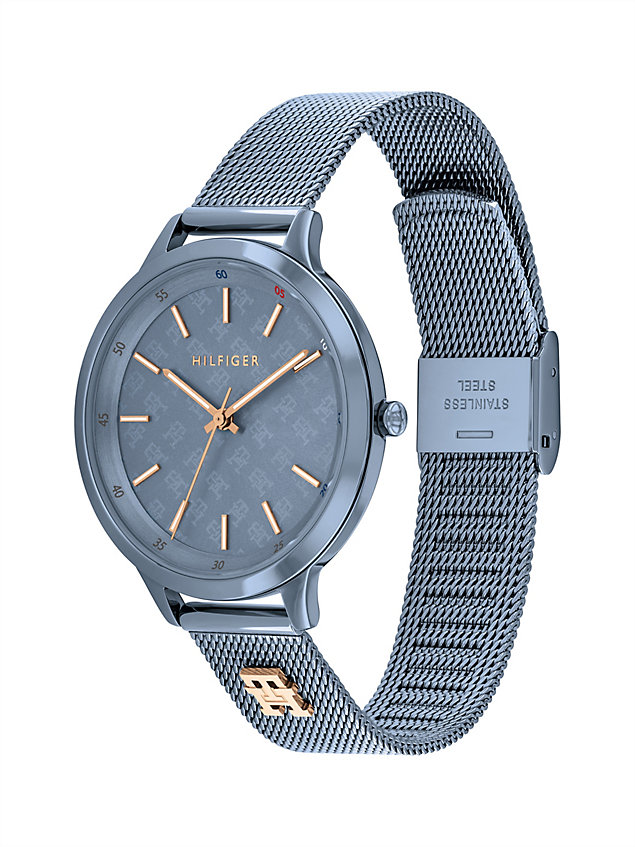 grey jasnoniebieski zegarek z monogramem th dla kobiety - tommy hilfiger