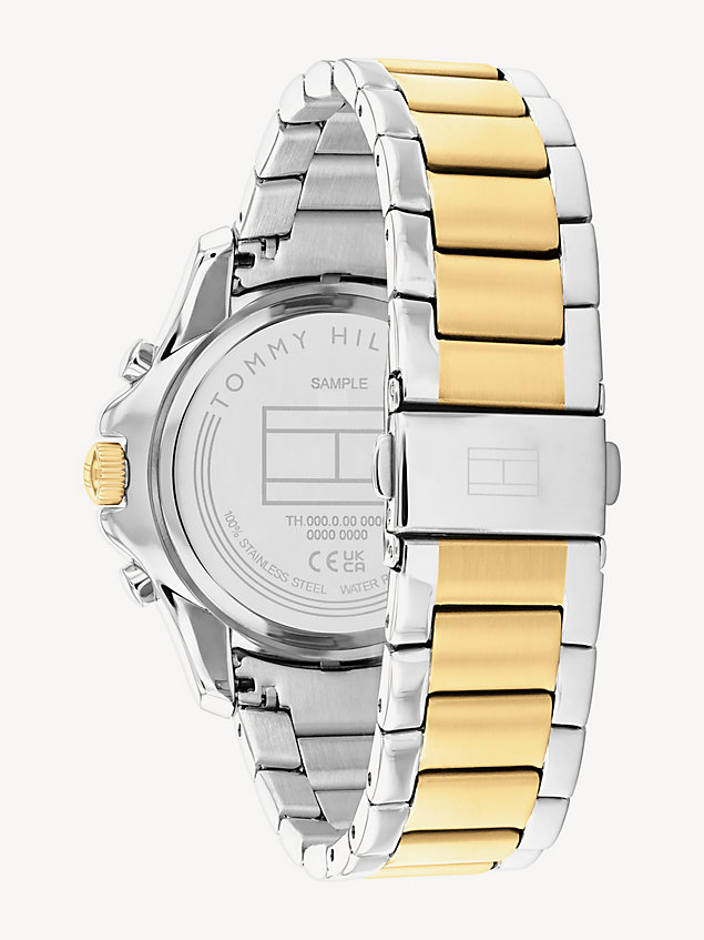 silver two-tone silver white crystal-embellished watch for women tommy hilfiger