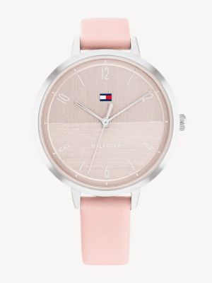 Horloge van roestvrij staal met leren band Zilver Tommy Hilfiger