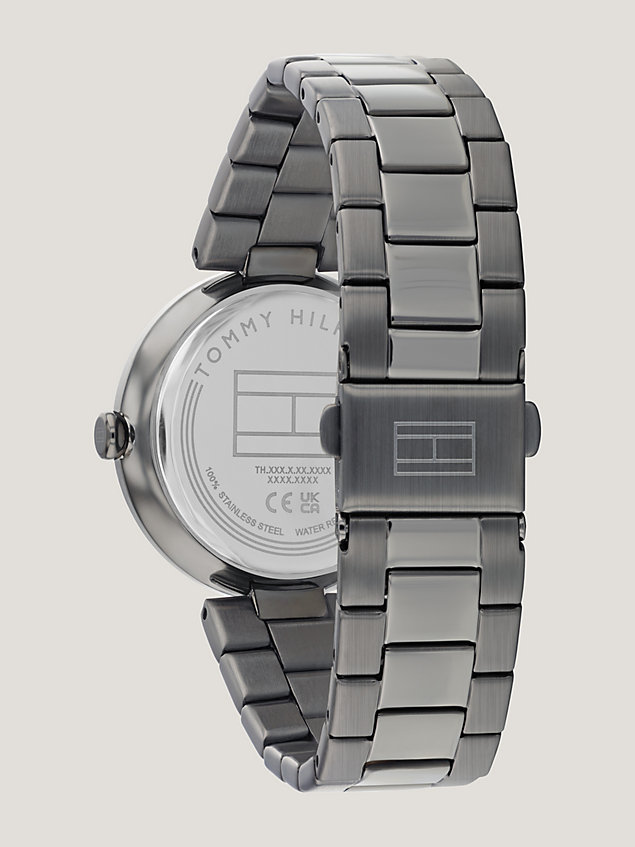 grey grijs horloge met kristallen voor dames - tommy hilfiger