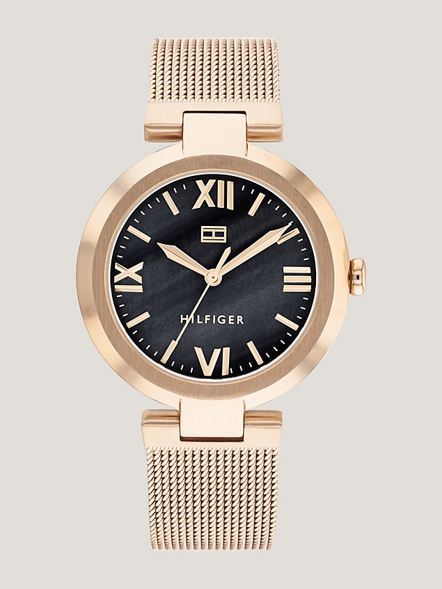 gold rose gold-plated mesh strap watch for women tommy hilfiger