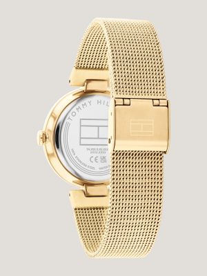 Reloj con brazalete chapado en oro, Oro