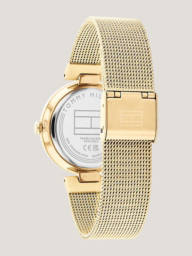gold gold-plated mesh bracelet watch for women tommy hilfiger