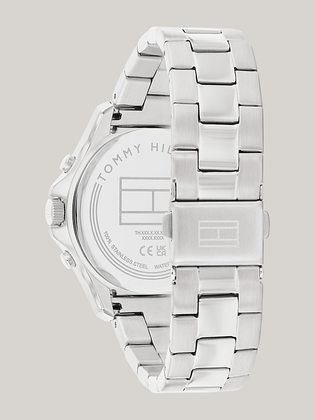 silver edelstahl-armbanduhr mit hellblauem zifferblatt für damen - tommy hilfiger