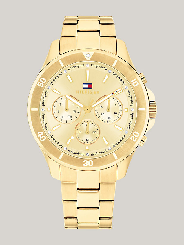 gold gold-plated champagne dial stainless steel bracelet watch for women tommy hilfiger