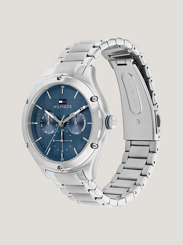 silver eisblaue armbanduhr aus edelstahl für damen - tommy hilfiger