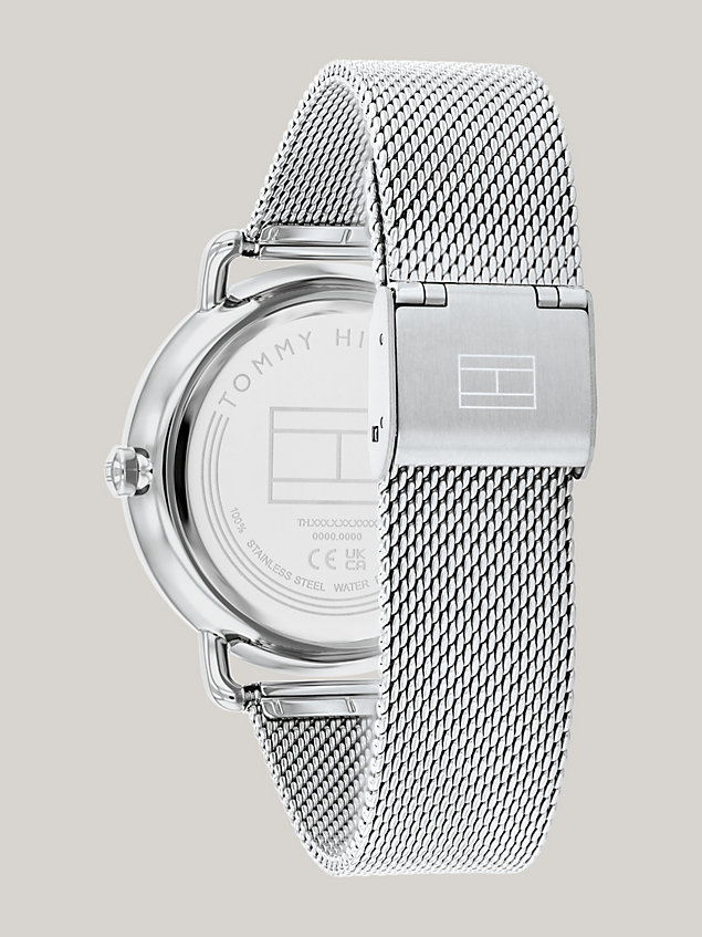 silver zegarek z różową tarczą dla kobiety - tommy hilfiger