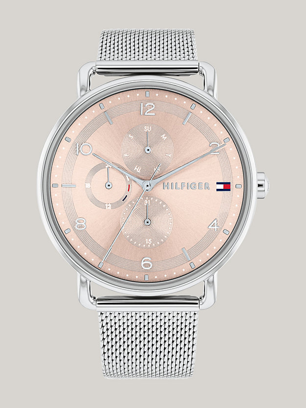 orologio in acciaio con quadrante rosa argento da donne tommy hilfiger