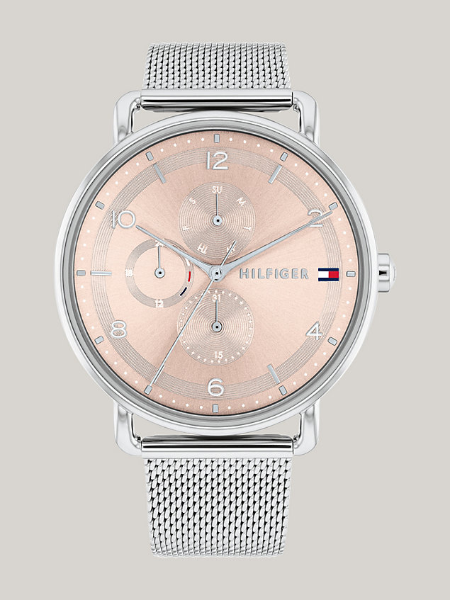 orologio in acciaio con quadrante rosa silver da donne tommy hilfiger