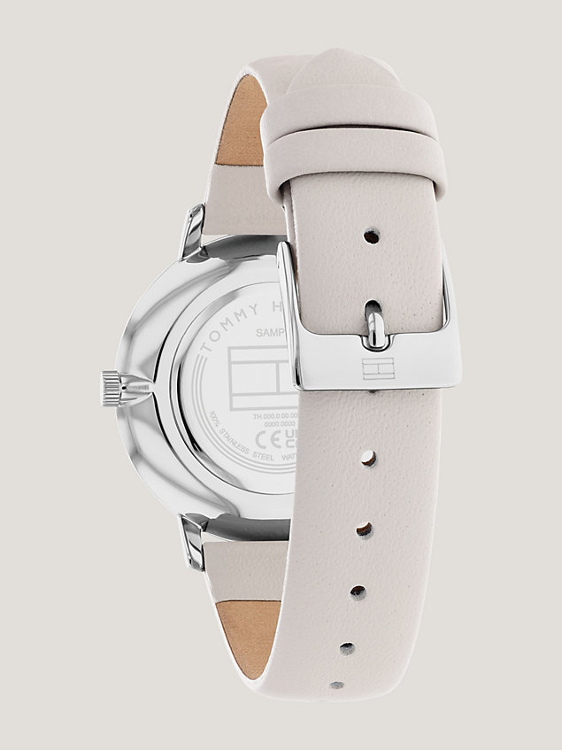 multi roséverguld horloge met grijze leren band voor dames - tommy hilfiger