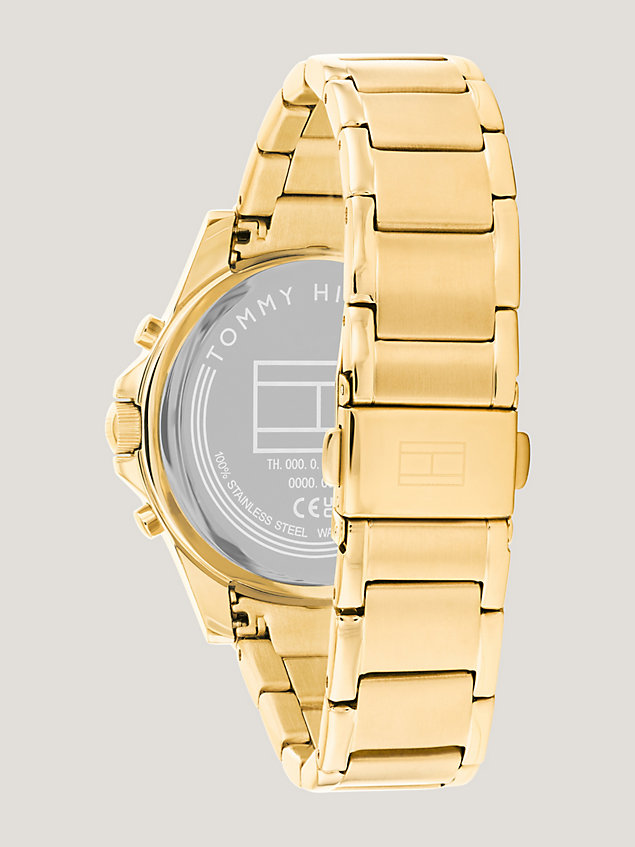 gold gold-plated black dial crystal-embellished watch for women tommy hilfiger