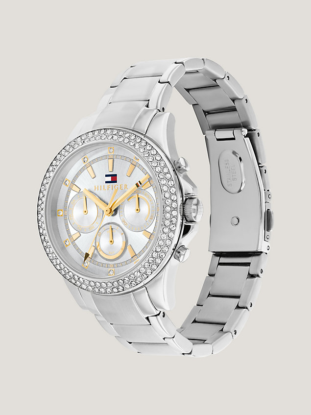 silver roestvrijstalen horloge met zilverwitte wijzerplaat voor dames - tommy hilfiger