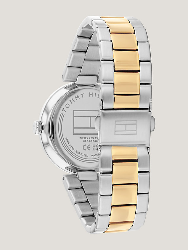multi two-tone ice blue dial bracelet watch for women tommy hilfiger