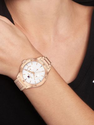 Rose Gold Plated Silver White Dial Bracelet Watch