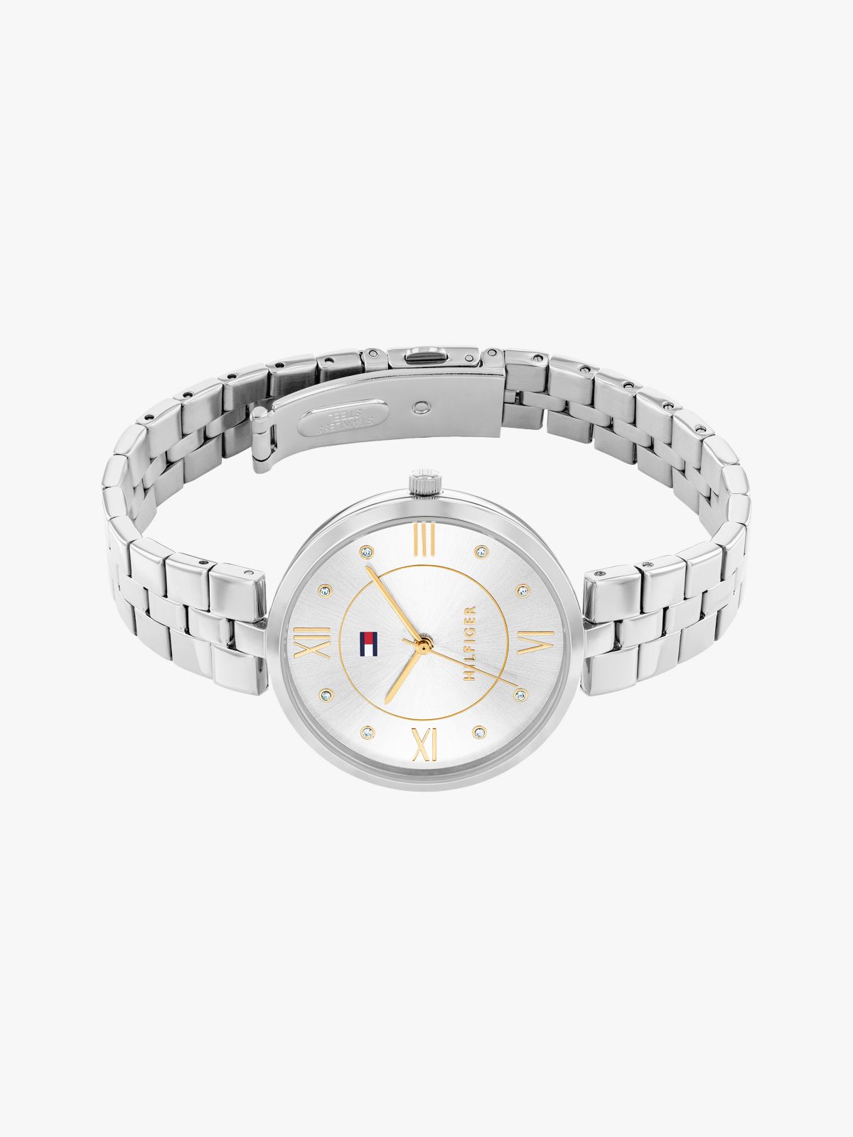 Silver-White Dial Stainless Steel Bracelet Watch — Silver