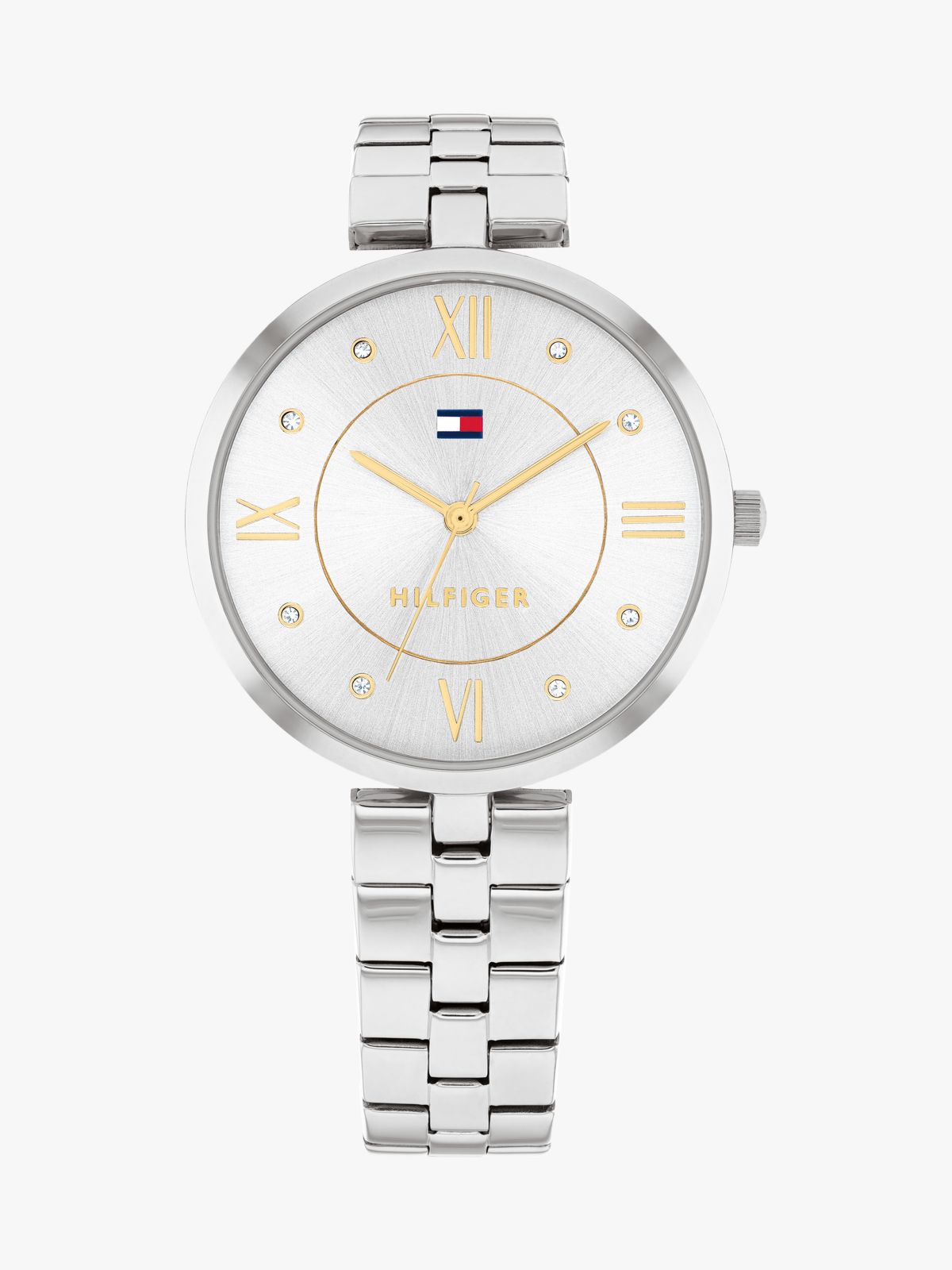Silver-White Dial Stainless Steel Bracelet Watch — Silver
