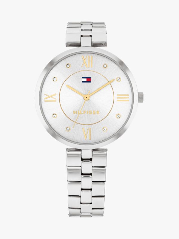 Silver-White Dial Stainless Steel Bracelet Watch — Silver