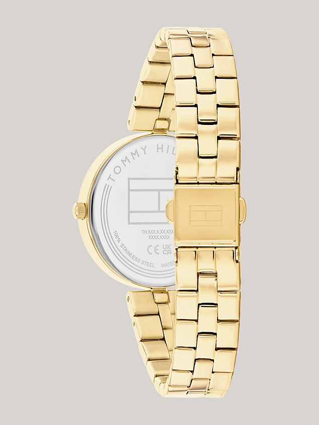 gold grey dial gold-plated bracelet watch for women tommy hilfiger